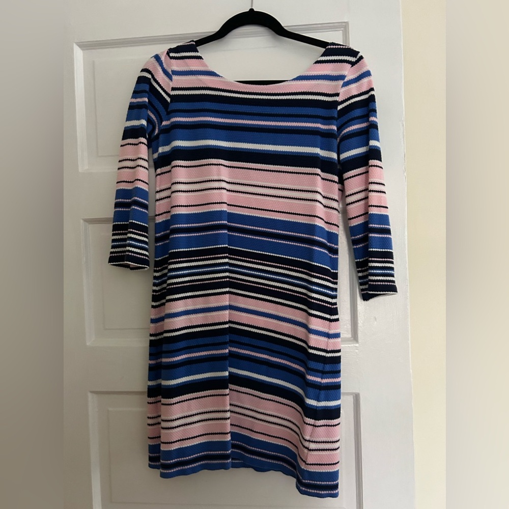 EUC Lilly Pulitzer Blue Pink Stripe Bay Dress, Sz. Small